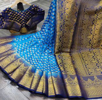  Light Blue Balatan Sarees With Blouse 4