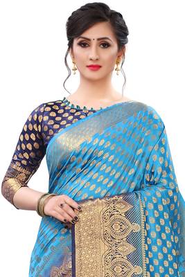 Light Blue Balatan Sarees With Blouse 5