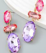 Crystal water drop dangle earrings for women and girls pink, purple rhinestone geometric statement earrings alloy