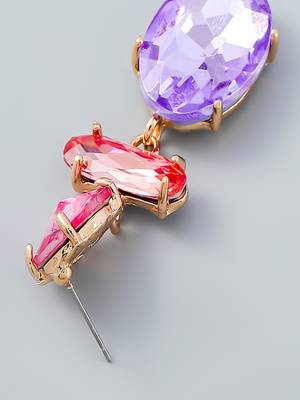 Crystal water drop dangle earrings for women and girls pink, purple rhinestone geometric statement earrings alloy 4