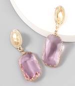 Trendy pink crystal geometric gold plated alloy rhinestone geometric drop dangle earrings for women