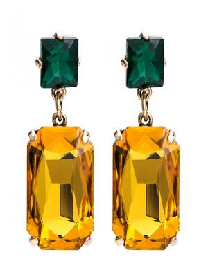 Colorpop crystal yellow drop earrings gold-plated alloy for girls and women 1