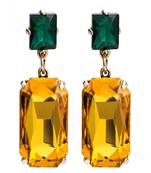 Colorpop crystal yellow drop earrings gold-plated alloy for girls and women