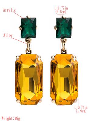 Colorpop crystal yellow drop earrings gold-plated alloy for girls and women 3