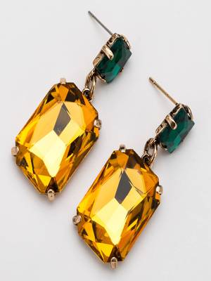 Colorpop crystal yellow drop earrings gold-plated alloy for girls and women 4