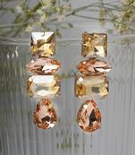 Colorpop crystal champagne drop earrings gold-plated alloy for girls and women