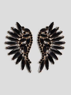 Enamel black winged earcuff styled earrings alloy gold plated for women and girls 3