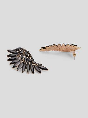 Enamel black winged earcuff styled earrings alloy gold plated for women and girls 4
