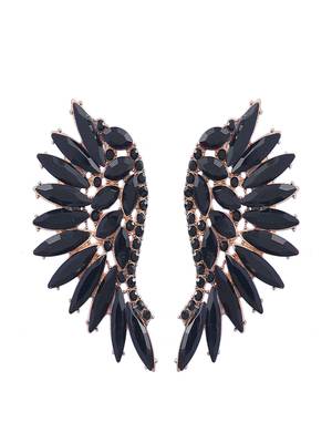 Enamel black winged earcuff styled earrings alloy gold plated for women and girls 5