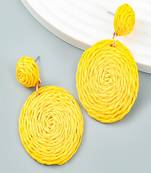 Yellow rattan earrings lightweight geometric woven bohemian earrings handmade drop dangle earrings for women girls