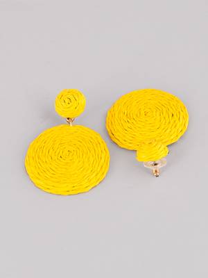 Yellow rattan earrings lightweight geometric woven bohemian earrings handmade drop dangle earrings for women girls 4