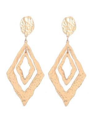 Golden geometric square concentric lines designed drop earring gold plated alloy for girls women 3