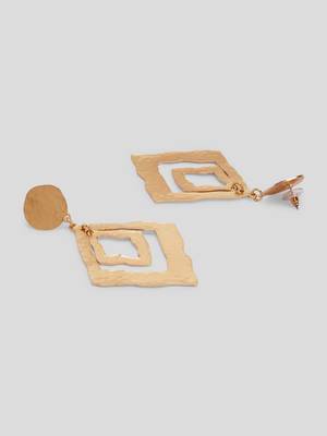 Golden geometric square concentric lines designed drop earring gold plated alloy for girls women 5