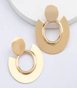 Glam golden round drops earrings in geometric semi circle design gold-plated earrings alloy for girls women