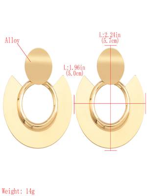 Glam golden round drops earrings in geometric semi circle design gold-plated earrings alloy for girls women 2