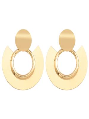 Glam golden round drops earrings in geometric semi circle design gold-plated earrings alloy for girls women 4