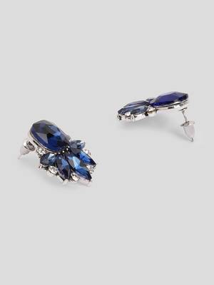 Floral radiance blue stone stud earrings silver-plated alloy for girls women 4