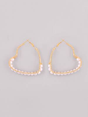 Pearly heart hoops earrings alloy gold plated for women and girls 3