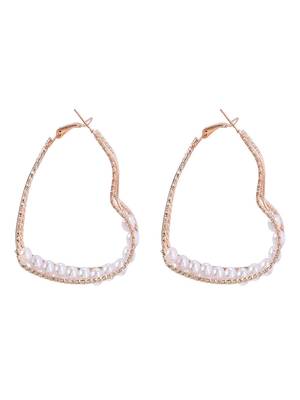 Pearly heart hoops earrings alloy gold plated for women and girls 5
