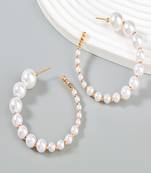 ring of pearls handcrafted circular hoop earrings alloy gold plated for women and girls