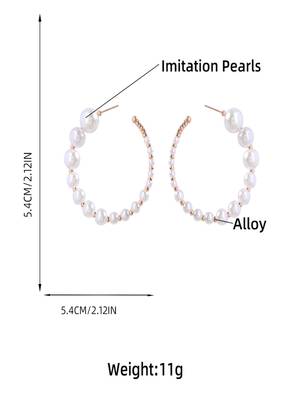 ring of pearls handcrafted circular hoop earrings alloy gold plated for women and girls 3