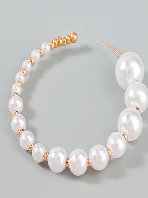 ring of pearls handcrafted circular hoop earrings alloy gold plated for women and girls 4