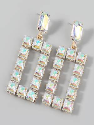 Love bling glittering crystals square drop earrings silver plated alloy for women and girls 2