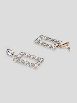 Love bling glittering crystals square drop earrings silver plated alloy for women and girls 4