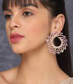 spiral magic embellished  rhinestone big studs earrings gold plated alloy  for girls and women