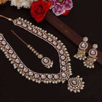 Maroon color long kundan necklace set 2