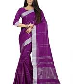 Purple woven cotton silk jacquard sarees