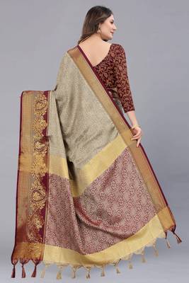 Grey Woven Faux Banarasi Art Silk Sarees 4