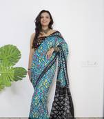 Rama Green Printed Cotton Cotton Sarees