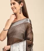 Brown colour art silk women's  saree with blouse piece