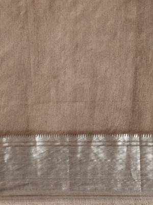 Brown colour art silk women's  saree with blouse piece 4