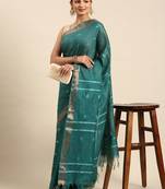 Green colour art silk women's  saree with blouse piece