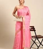 Pink colour art silk women's  saree with blouse piece
