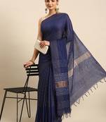 Blue colour art silk women's  saree with blouse piece