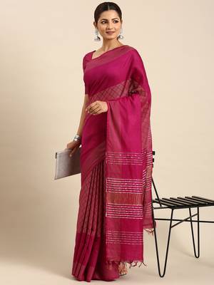 Purple colour art silk women's  saree with blouse piece 1