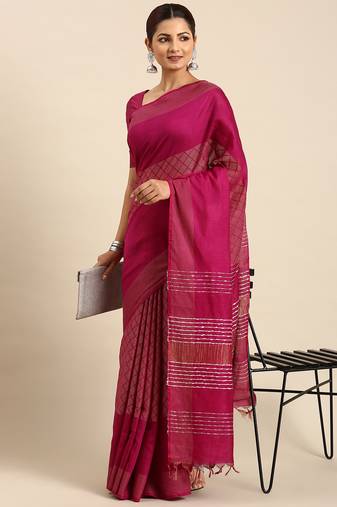 Purple colour art silk women's  saree with blouse piece