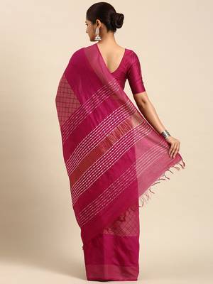 Purple colour art silk women's  saree with blouse piece 3