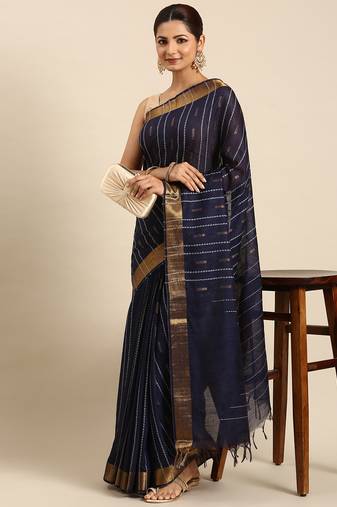 Blue colour art silk women's  saree with blouse piece