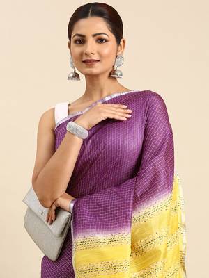 Purple colour art silk women's  saree with blouse piece 2