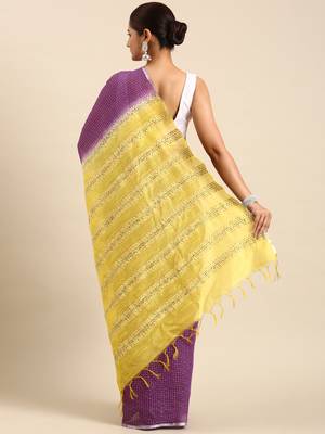 Purple colour art silk women's  saree with blouse piece 3