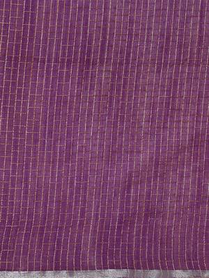 Purple colour art silk women's  saree with blouse piece 4