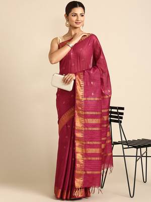 Purple colour art silk women's  saree with blouse piece 1