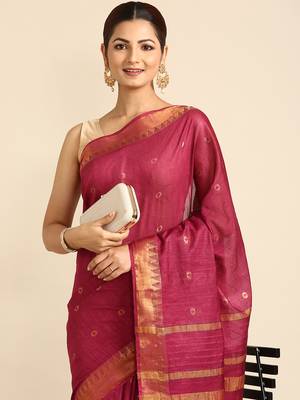 Purple colour art silk women's  saree with blouse piece 2