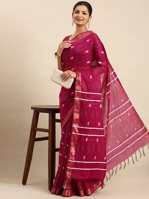Purple colour art silk women's  saree with blouse piece 1