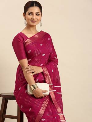 Purple colour art silk women's  saree with blouse piece 2