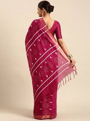 Purple colour art silk women's  saree with blouse piece 3